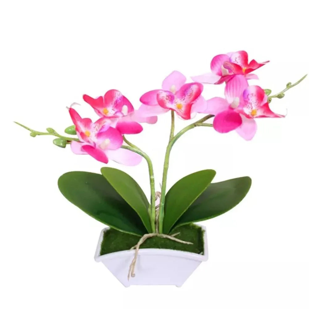 1Pc Potted Handmade Artificial Butterfly Orchid Bonsai Fake Flower PVC Simulated Plants With Pot Home Table Decoration