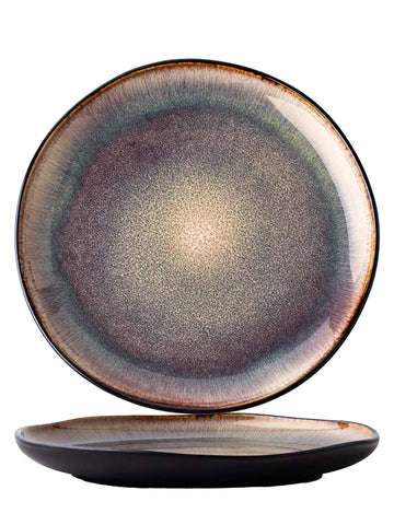 1PC Retro 8.5-inch flat plate home light luxury pasta plate ceramic dessert tableware