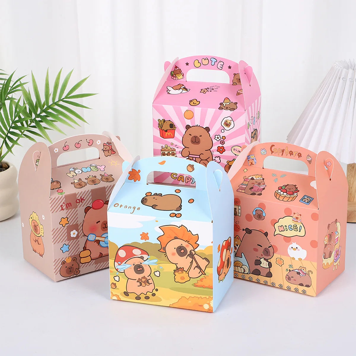 12pcs Capybara Paper Gift Box Cartoon Animal Gift Box Birthday Party Supplies Festival Party Candy Box Colorful Printed Cake Box