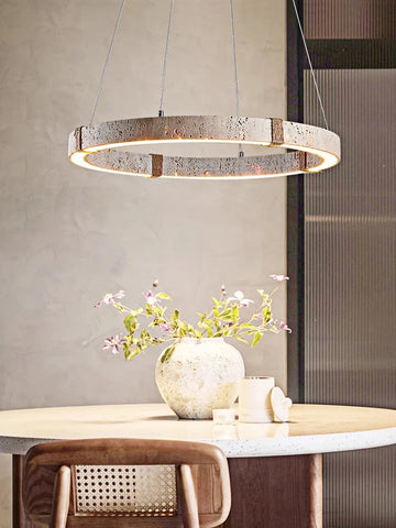 Nordic Living room Pendant light Retro Bedroom Restaurant Chandelier New Luxury Ring Stone lamp wabi sabi Indoor Lighting Luster